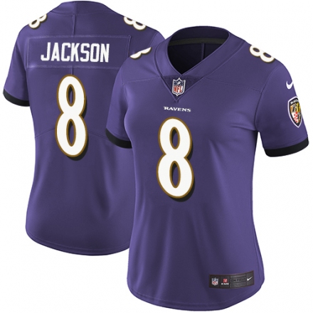 Women's Nike Baltimore Ravens #8 Lamar Jackson Purple Team Color Vapor Unto